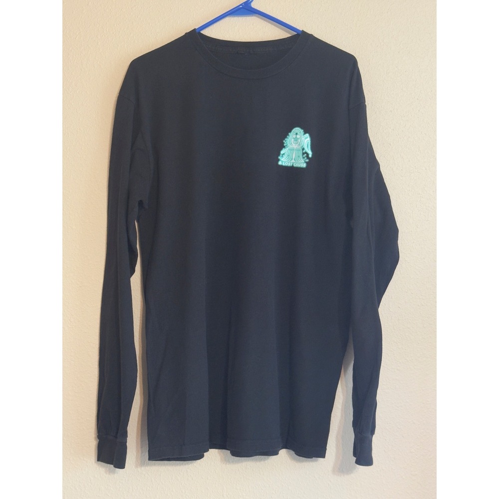 A Lost Cause Times Up Reaper Hourglass Black Long Sleeve Graphic Tee Shirt Mens